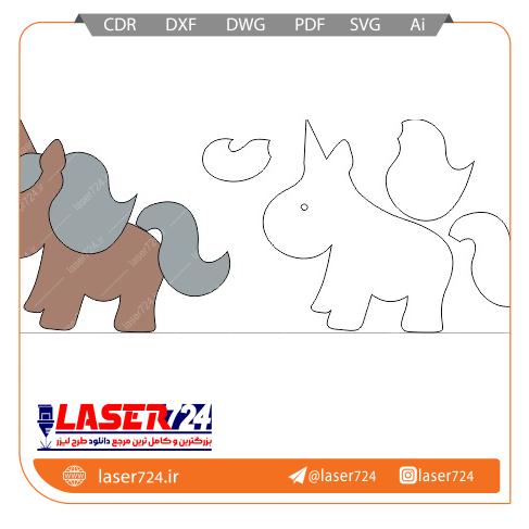 تصویر برش وکتور اسب تک شاخ #2